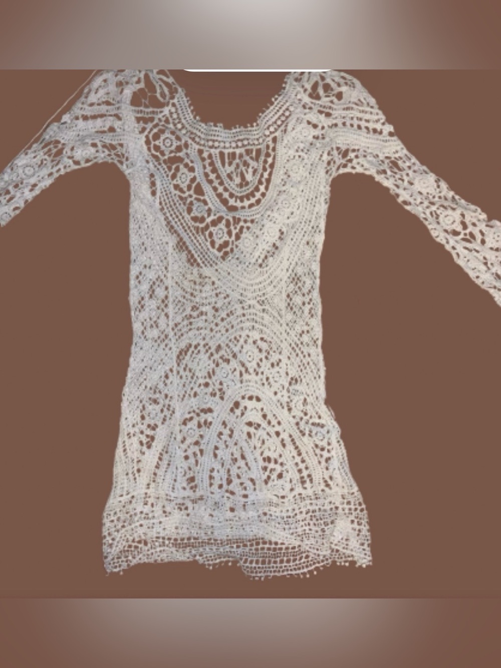 White Crochet Lace Long Sleeve Tunic